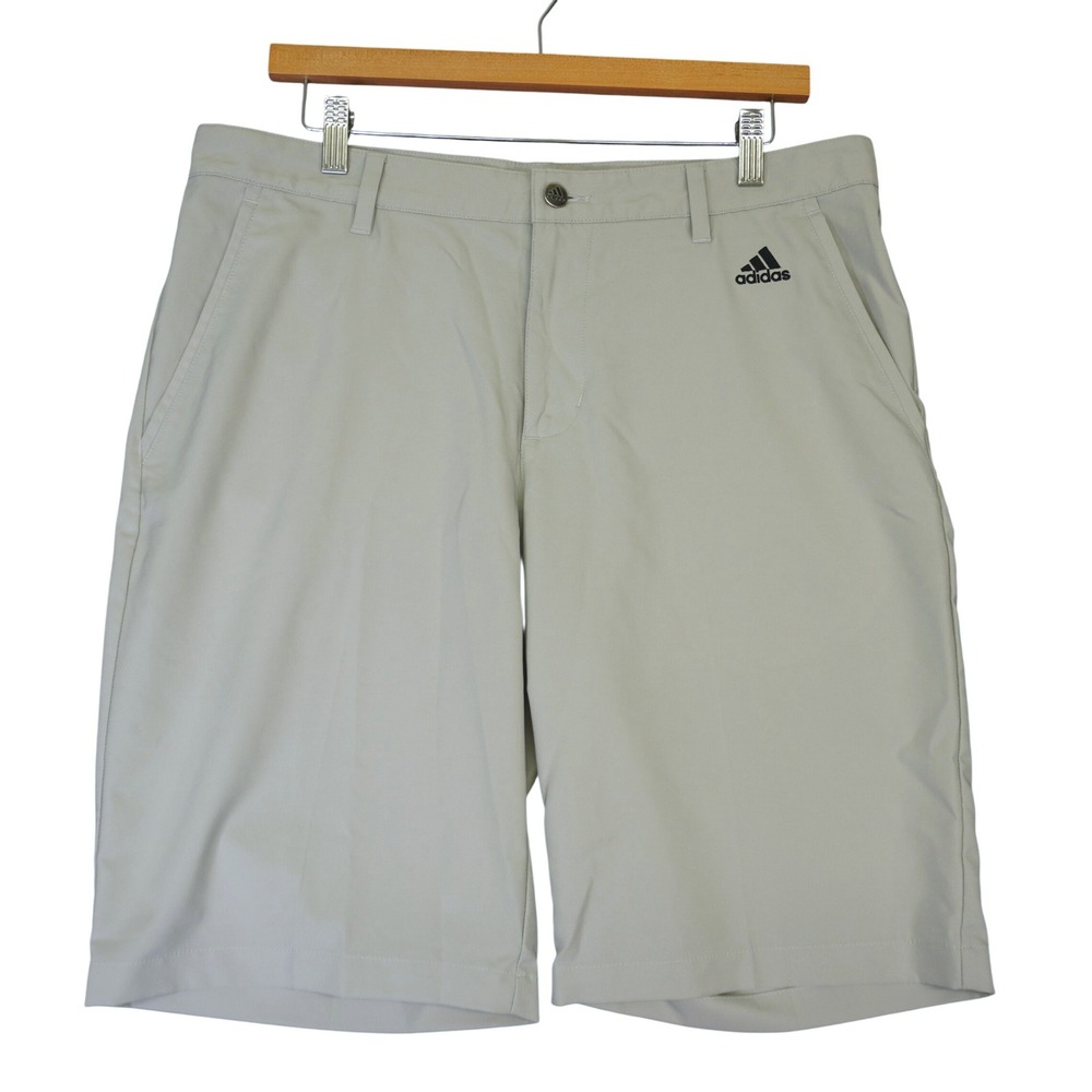 Adidas Golf Shorts Mens 34 Grey Performance Polyester 10" Embroidered